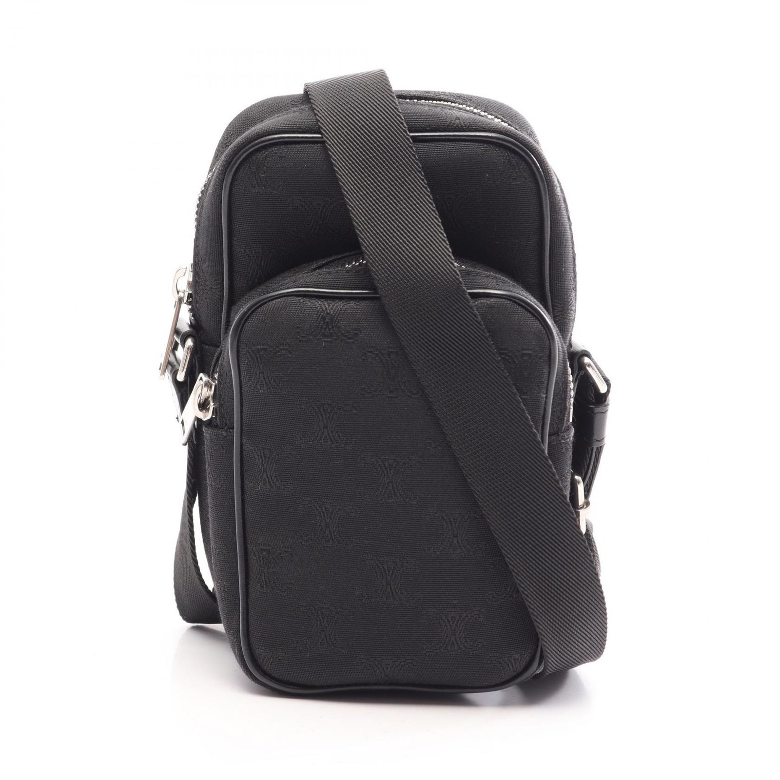 セリーヌ CELINE ショルダーバッグ ミニポケット メッセンジャーバッグ トリオンフ 192512CEC.38SI ブラック キャンバス レザー トリオンフ ミニポケット メッセンジャーバッグ