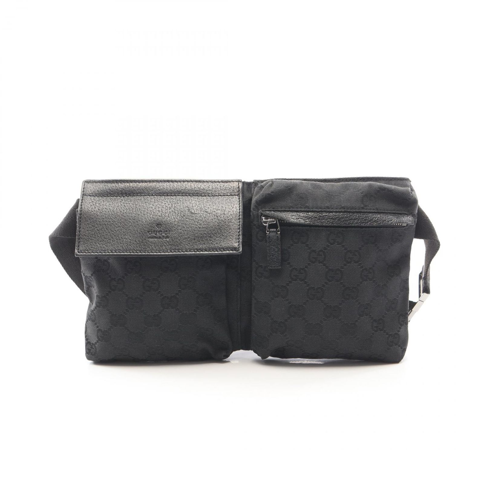 グッチ GUCCI ウエストバッグ ボディバッグ GGキャンバス 28566 ブラック キャンバス レザー ウエストバッグ ユニセックス Used B
