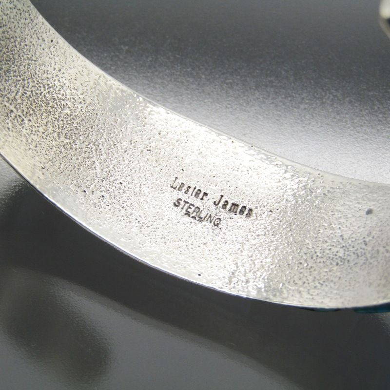 美品 Lester James ナバホ族 バングル インレイ ターコイズ レスター