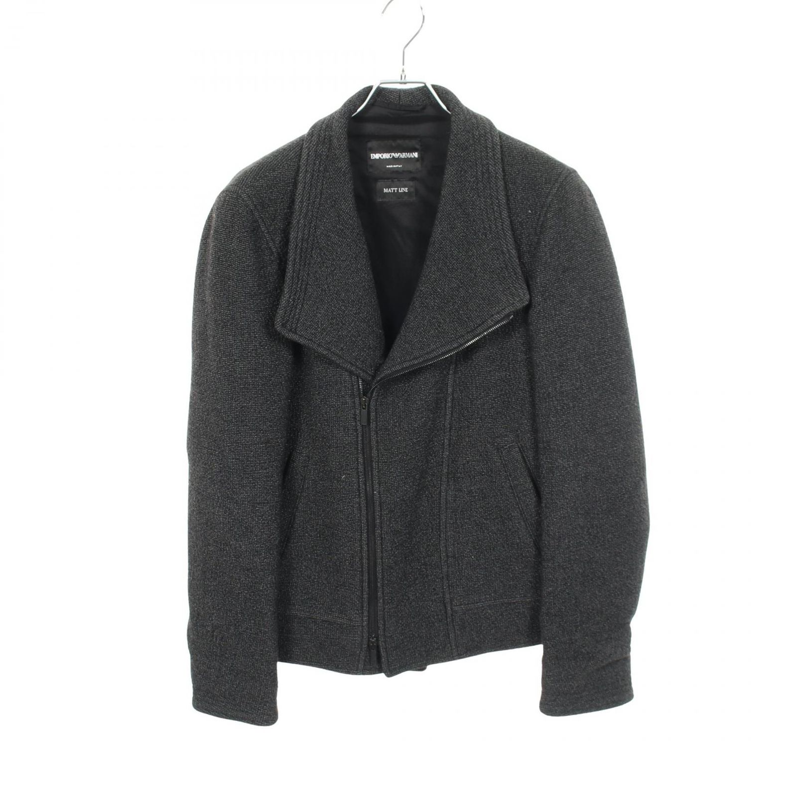 エンポリオ・アルマーニ Emporio Armani MATT LINE ツイード ジップアップ K1B070 ウール ジャケット メンズ Used A
