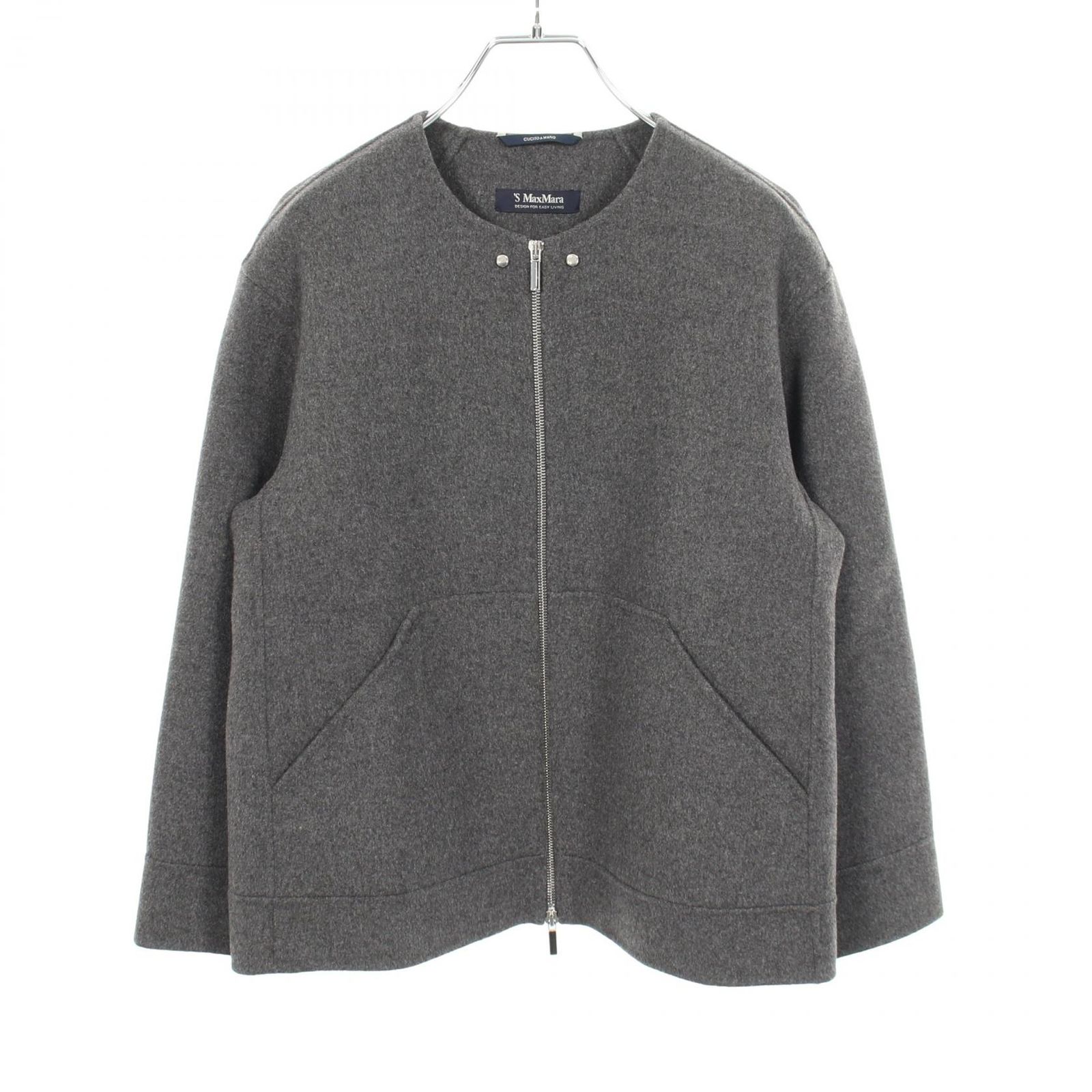 エス マックスマーラ 'S Max Mara ノーカラージャケット グレー ウール ジャケット レディース Used A