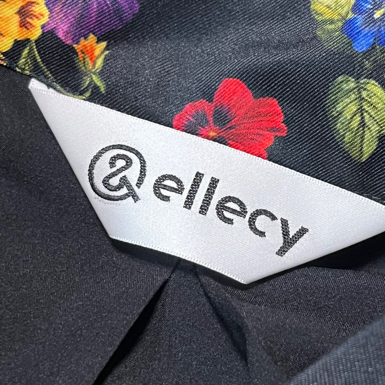 &ellecy アンドエルシー フラワー×猫 ワンピース 長袖 バンドカラー