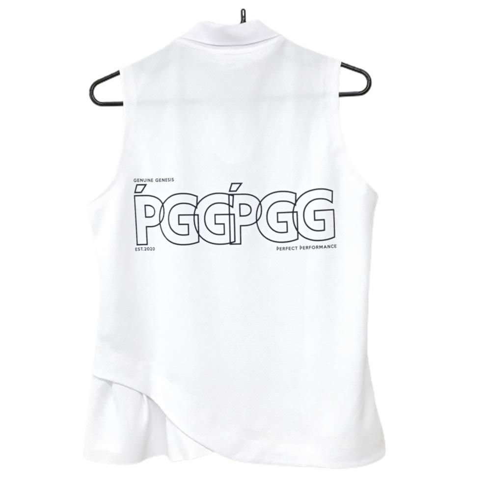 PEARLY GATES ゴルフウェア/pgg/ノースリーブポロシャツサイズ0 美品】PGGパーリーゲイツ ノースリーブシャツ 白 背面ビッグロゴ