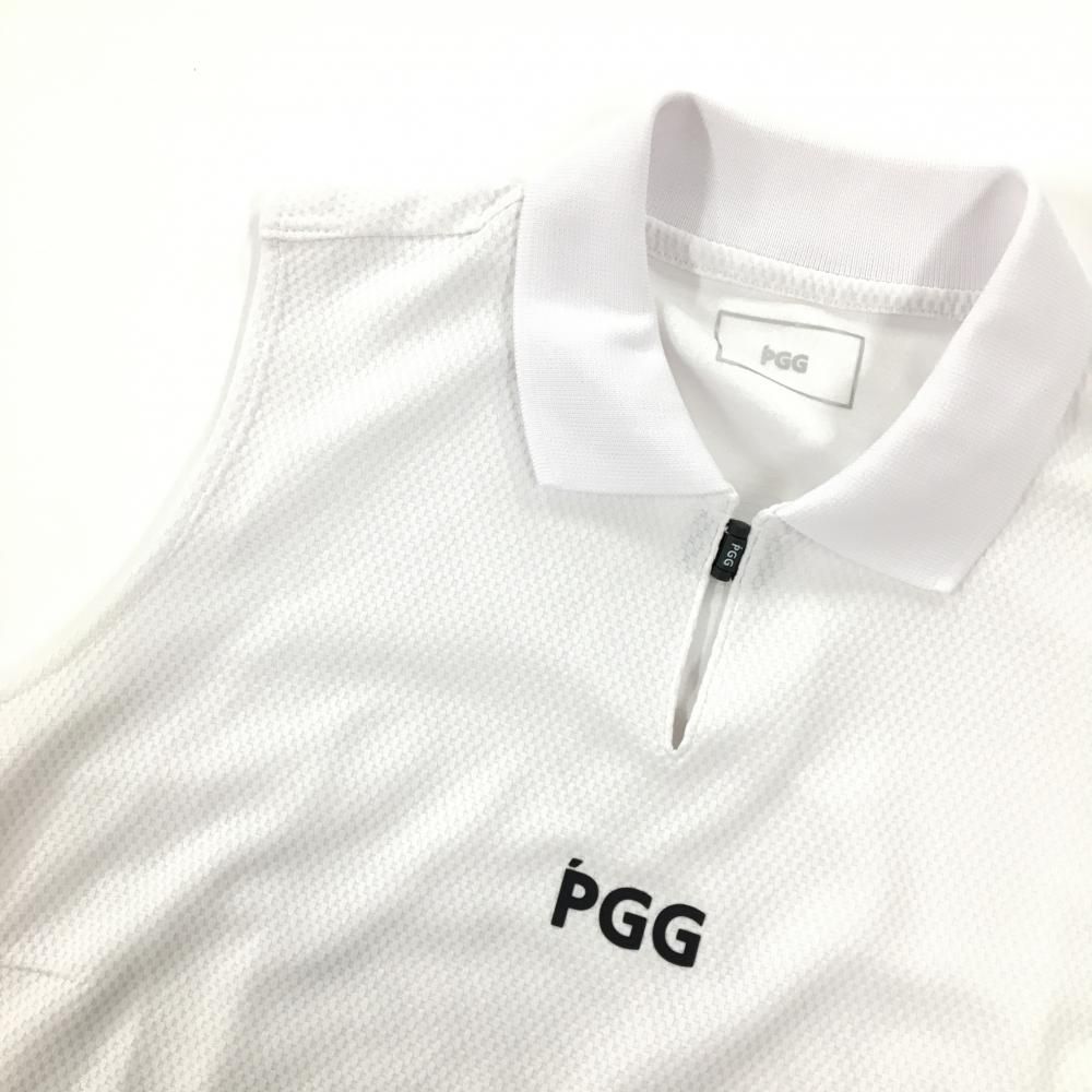 美品】PGGパーリーゲイツ ノースリーブシャツ 白 背面ビッグロゴ