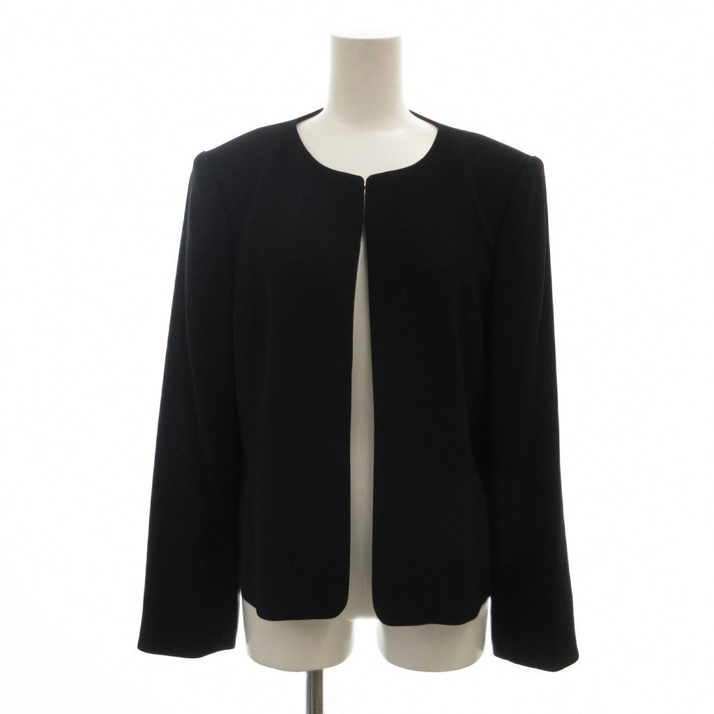 SOIR BENIR 美品 ノーカラージャケット 長袖 11AR 黒 ブラック ホックボタン /NL ■ECF006