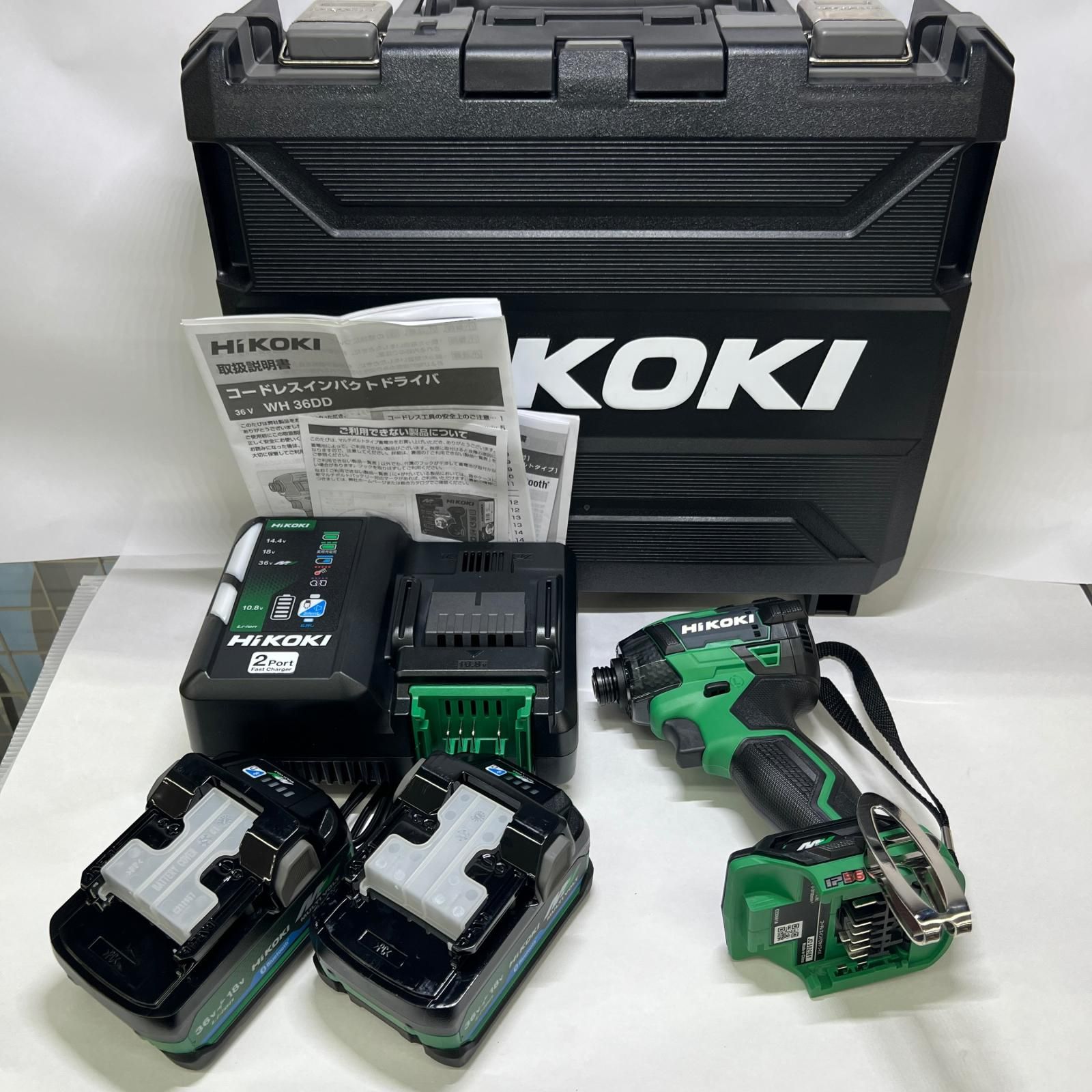 HiKOKI ハイコーキ 36V インパクトドライバー WH36DD アグレッシブグリーン バッテリー2個 充電器 ケース付 WH36DD グリーン 未使用品