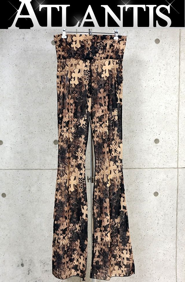 CHROME HEARTS 銀座店 クロムハーツ 未使用 レディース クロス総柄 シアー ロングパンツ size:XS ブラウン系 103803