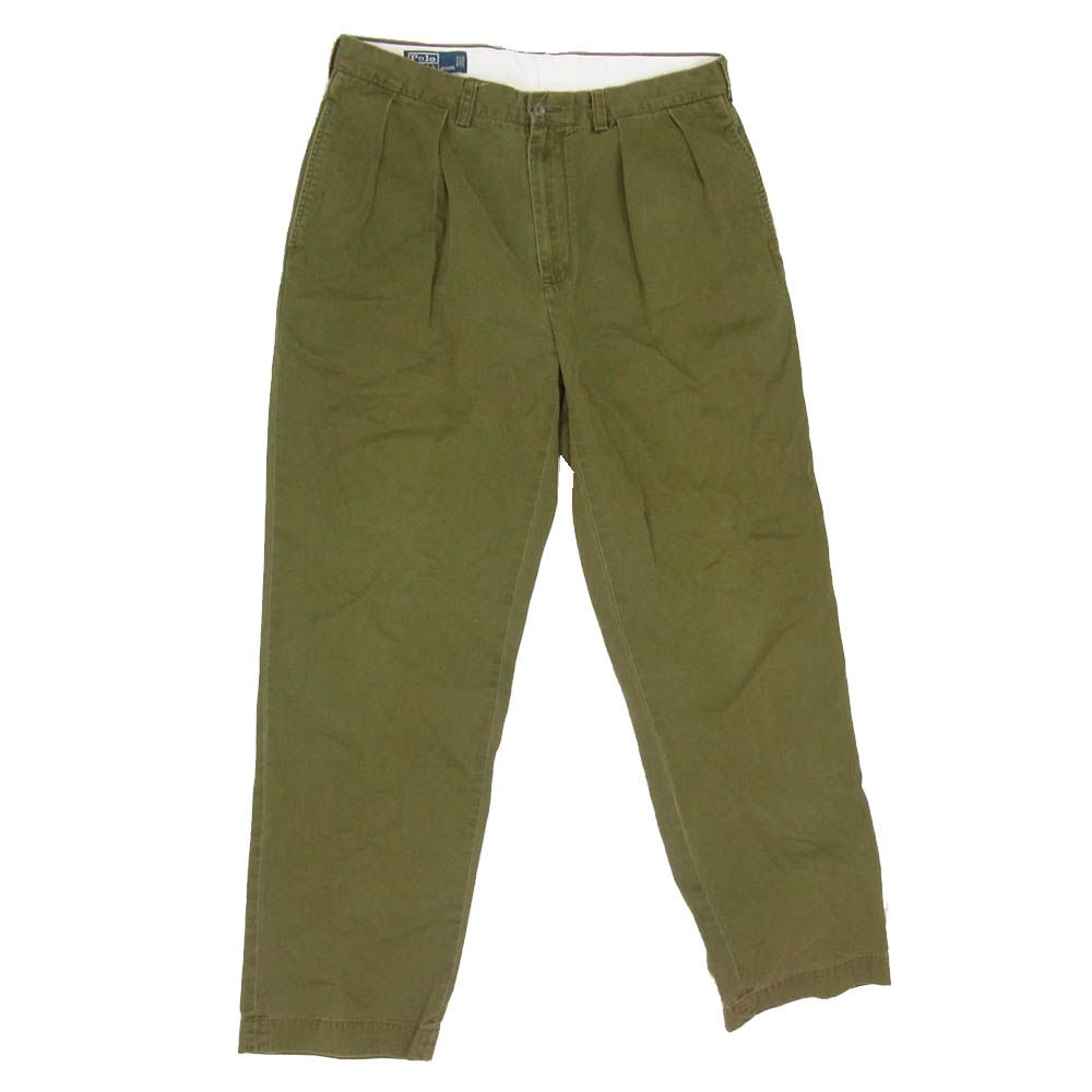 POLO RALPH LAUREN ポロ・ラルフローレン ANDREW PANT ツータック チノ パンツ カーキ系 34【中古】