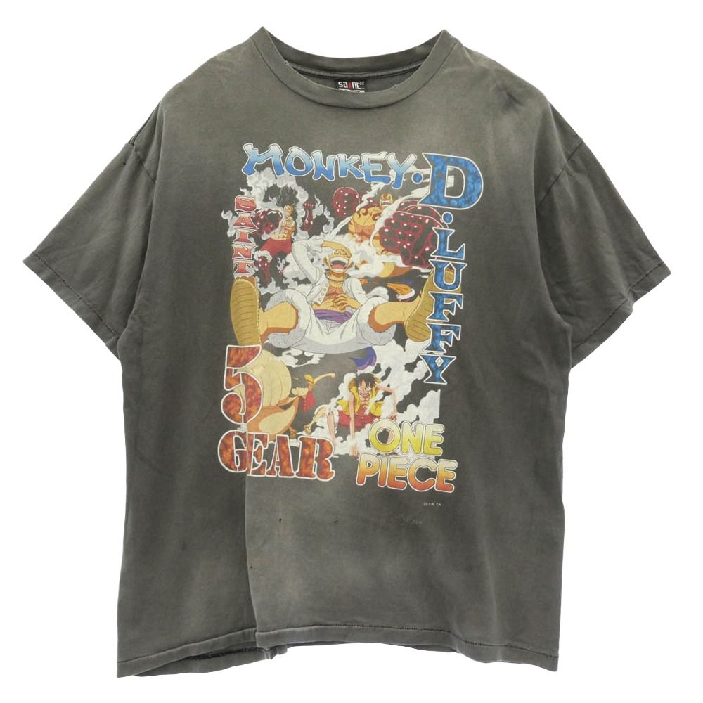 SAINT MICHAEL セントマイケル 23AW SM-A23-0000-C27 x ONE PIECE OP_SS T-SHIRT LUFFY ワンピース ルフィ 半袖 クルーネック Ｔシャツ グレー系 XXXL【中古】