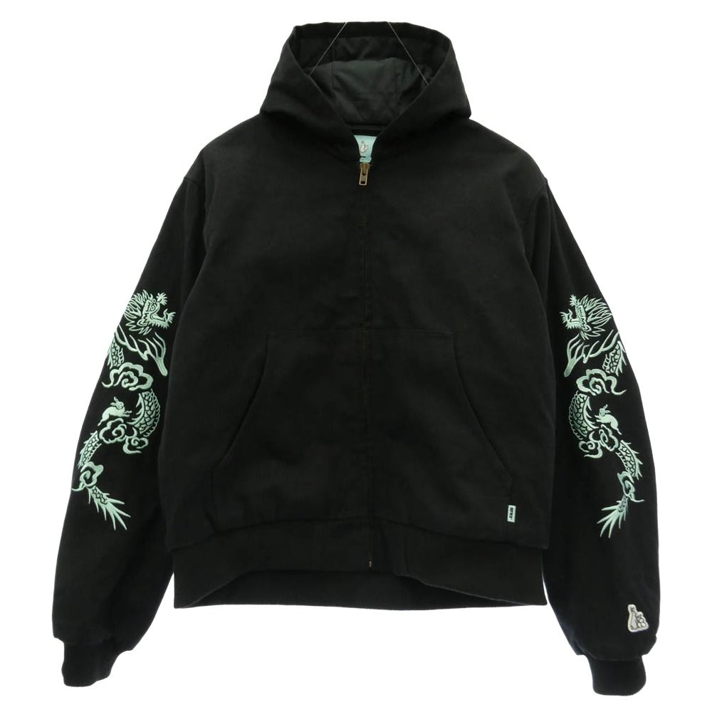 エフアール2 FR2 Snake&Skull Hooded Duck 港 アーム刺繍 ジップ アップ ワーク ジャケット ブラック系 M【中古】