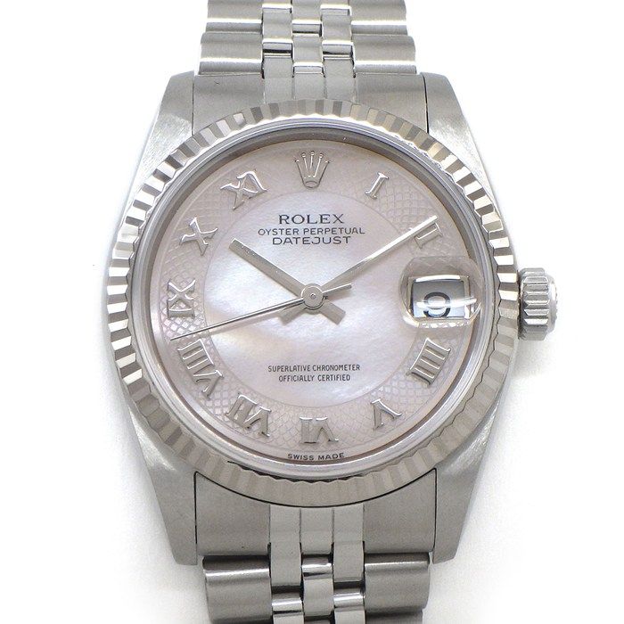 ロレックス Rolex 腕時計 デイトジャスト 78274NR Y番 2002年 ローマンインデックス ピンク マザーオブパール文字盤 フルーテッドベゼル ジュビリーブレス K18WG SS 自動巻き 【中古】 ロレックス Rolex 腕時計 デイトジャスト 78274NR Y番 2002年 ローマン