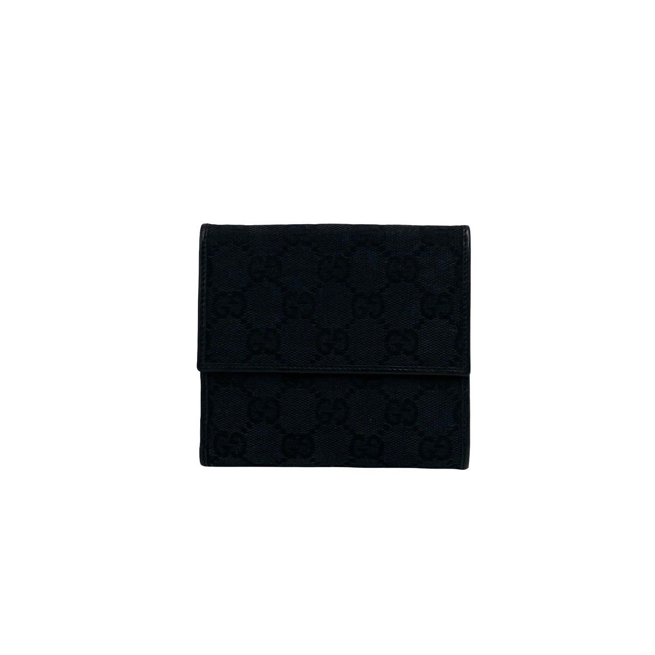 未使用品　箱付き　GUCCI グッチ　二つ折り財布　キャンバス　GG柄　金具 極 美品 箱付き GUCCI グッチ GG 柄 ロゴ金具 キャンバス レザー 本革