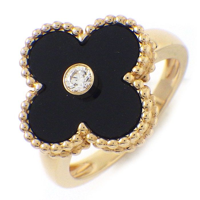 ヴァンクリーフ＆アーペル Van Cleef & Arpels リング ヴィンテージアルハンブラ VCARA41000 オニキス 1ポイント ダイヤモンド 0.05ct K18YG 11号 / #51 【箱・保付き】 【中古】