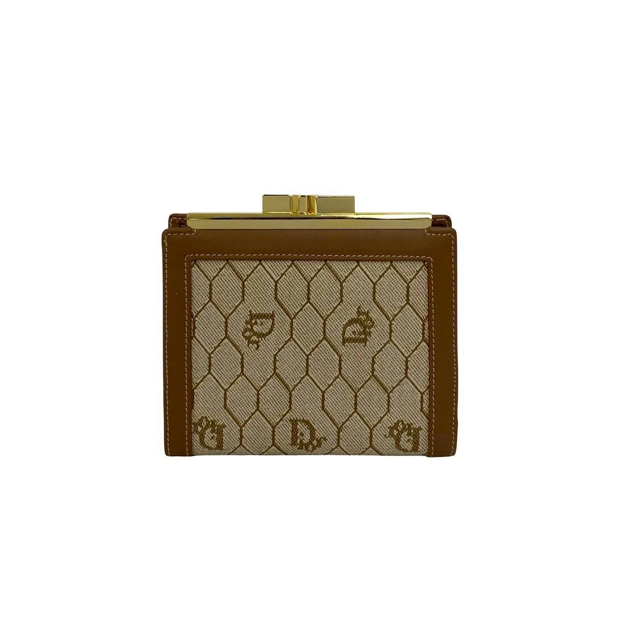 ✨美品✨ Dior 二つ折り財布 ハニカム柄 ゴールド金具 箱付き 極 美品 Christian Dior ディオール ヴィンテージ ハニカム柄 レザー