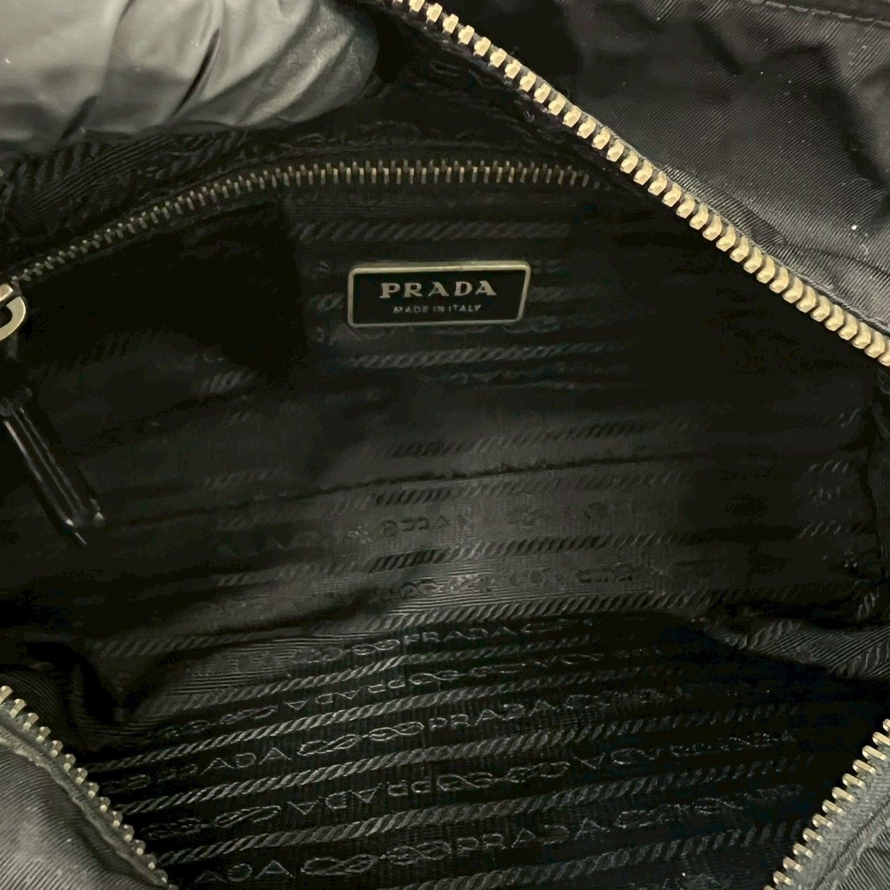 極 美品 PRADA プラダ ロゴ 刻印 ナイロン レザー 本革 2way