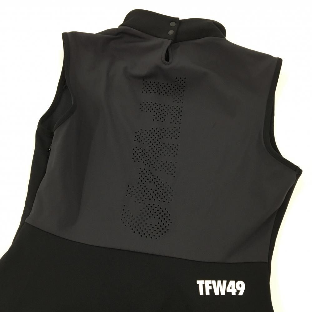 超美品】TFW49 ノースリーブワンピース 黒 背面ロゴパンチング UV 背面