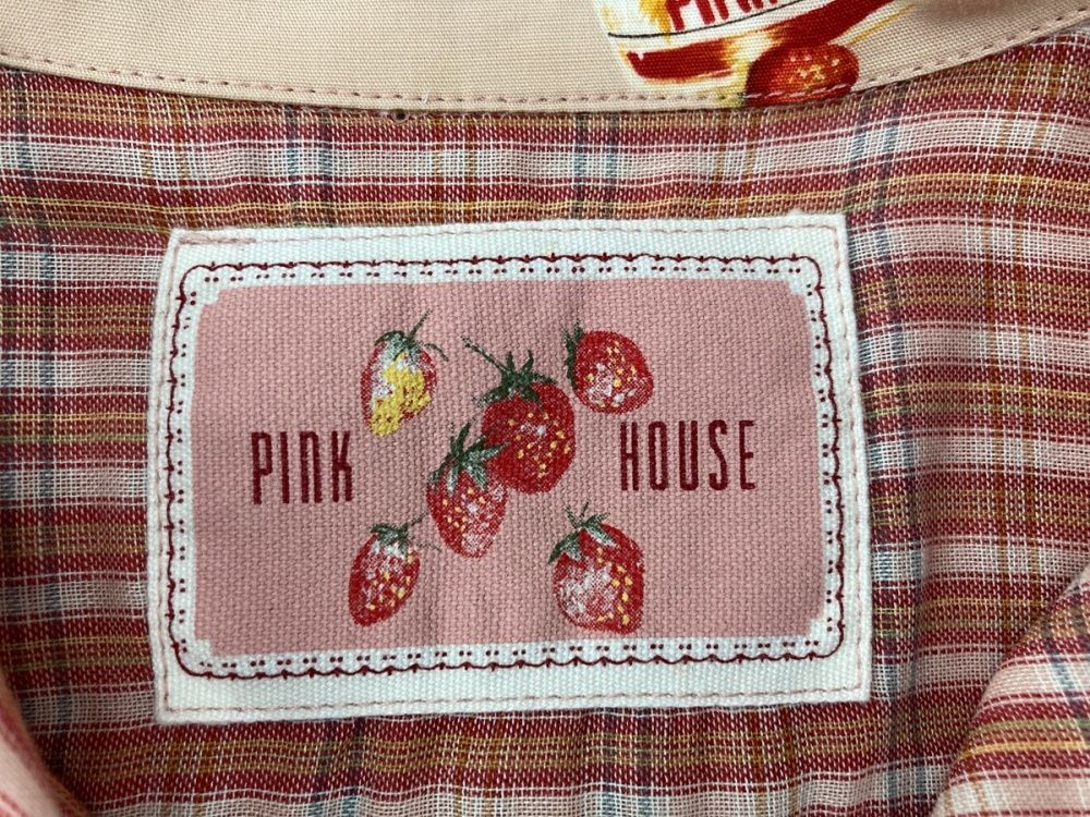 ピンクハウス PINK HOUSE チェック柄 パッチワークシャツ 苺 かご