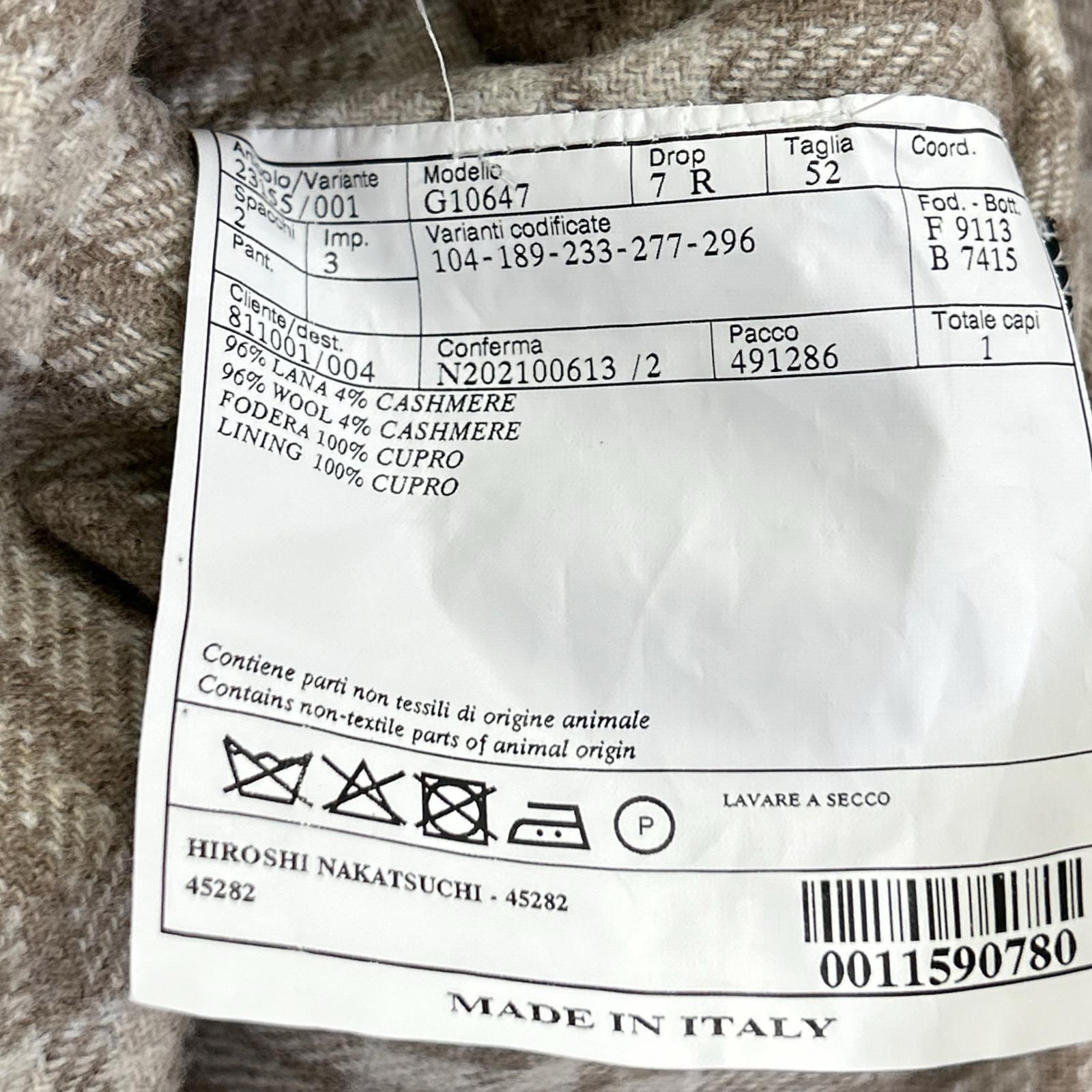 Belvest ベルベスト 【美品/国内正規】G10647 チェック ウール 段返り