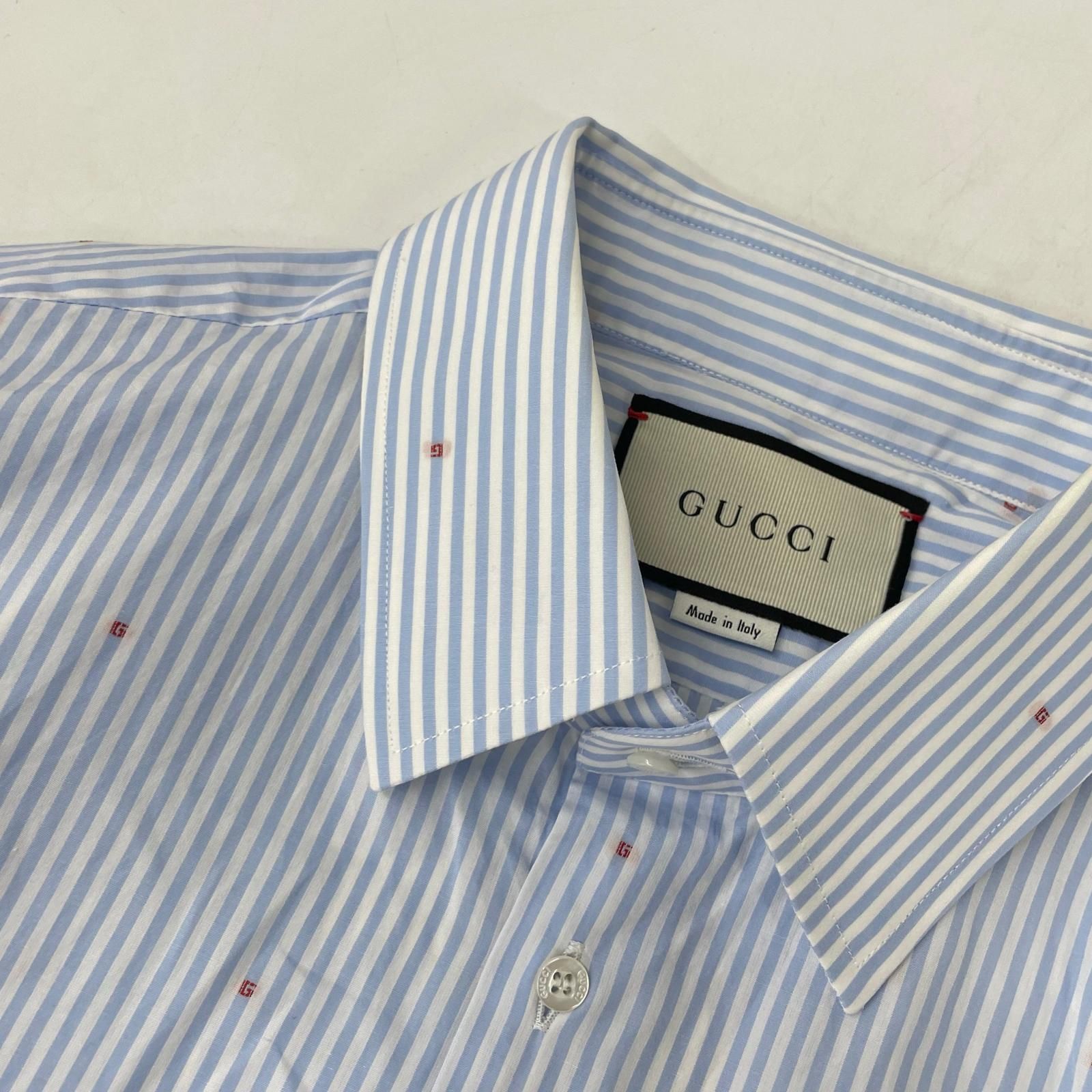 GUCCI グッチ 547234 ブルー ストライプ G総柄 シャツ 43/17 - メルカリ