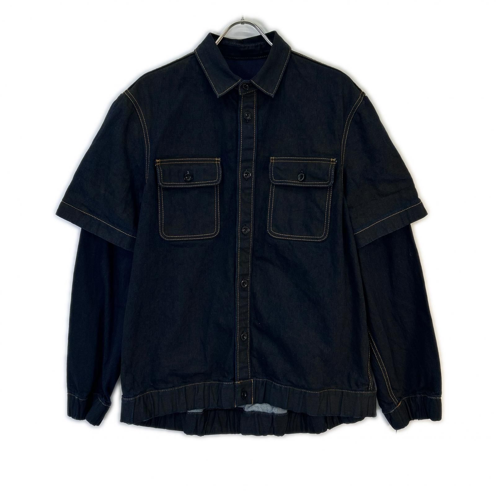 sacai サカイ 24-03438M インディゴ デニムプリント ドッキングシャツ