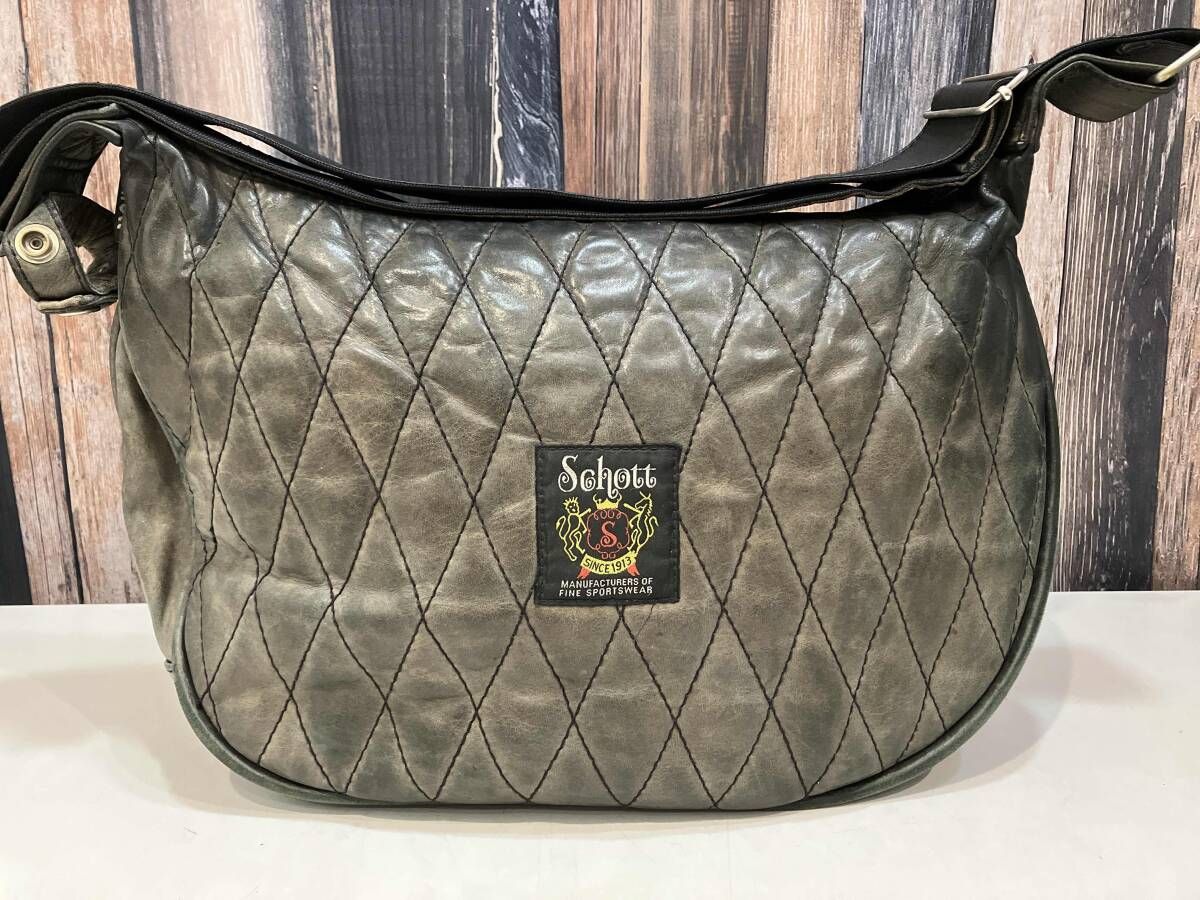 SCHOTT ショット レザーショルダーバッグ ブラック寄り サイズ普通