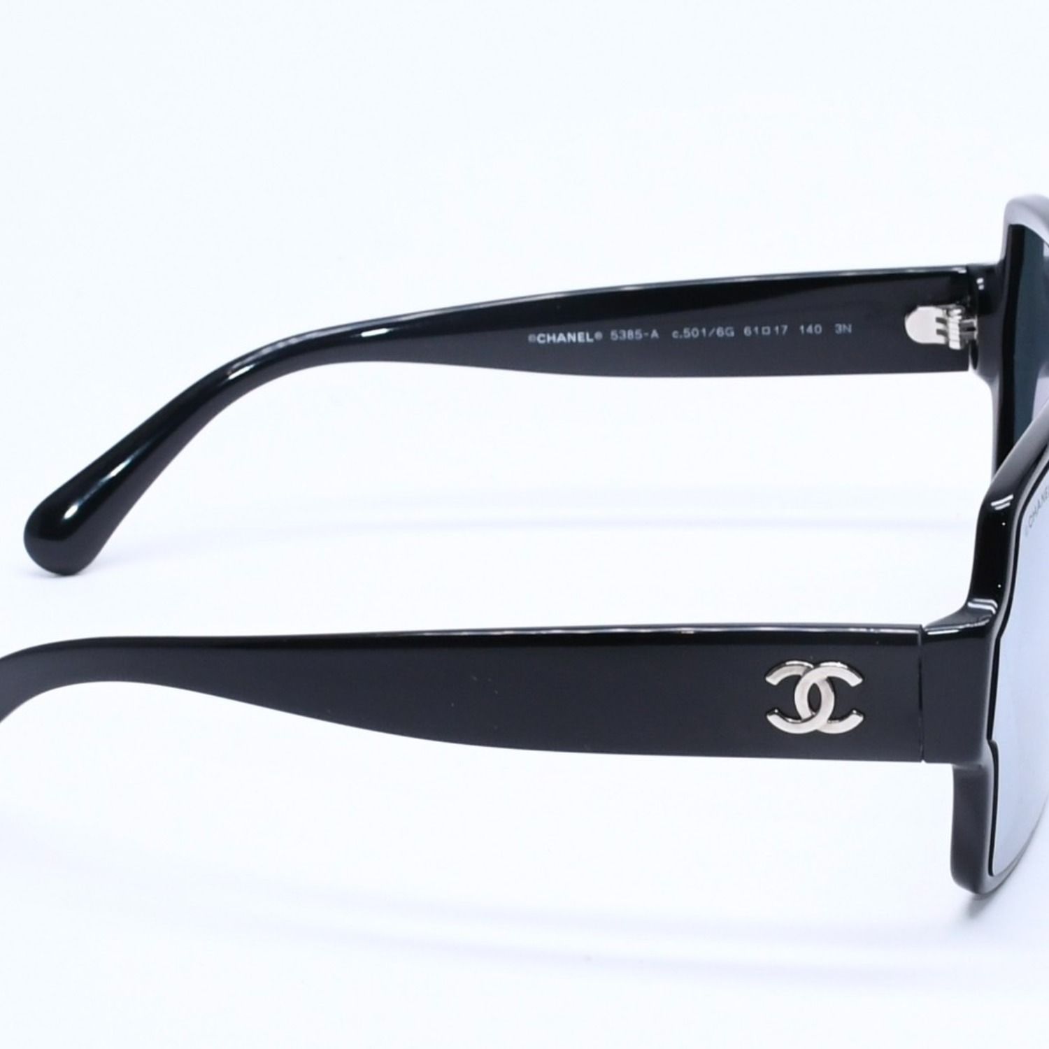 CHANEL シャネル スクエア シェイプ サングラス 5385-A c.501/6G サイズ61□17 140 ミラーレンズ ブラック ココマーク アイウェア 美品 中古 4a005347 CHANEL シャネル スクエア シェイプ サングラス 5385-A c.501/6G