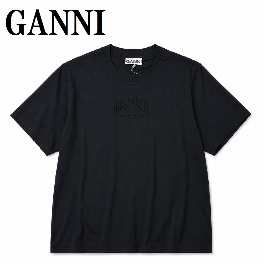 ガニー GANNI A1050057 252 XS S M L XL Tシャツ 半袖 ロゴ プリント おしゃれ ウィメンズ レディース ファントム