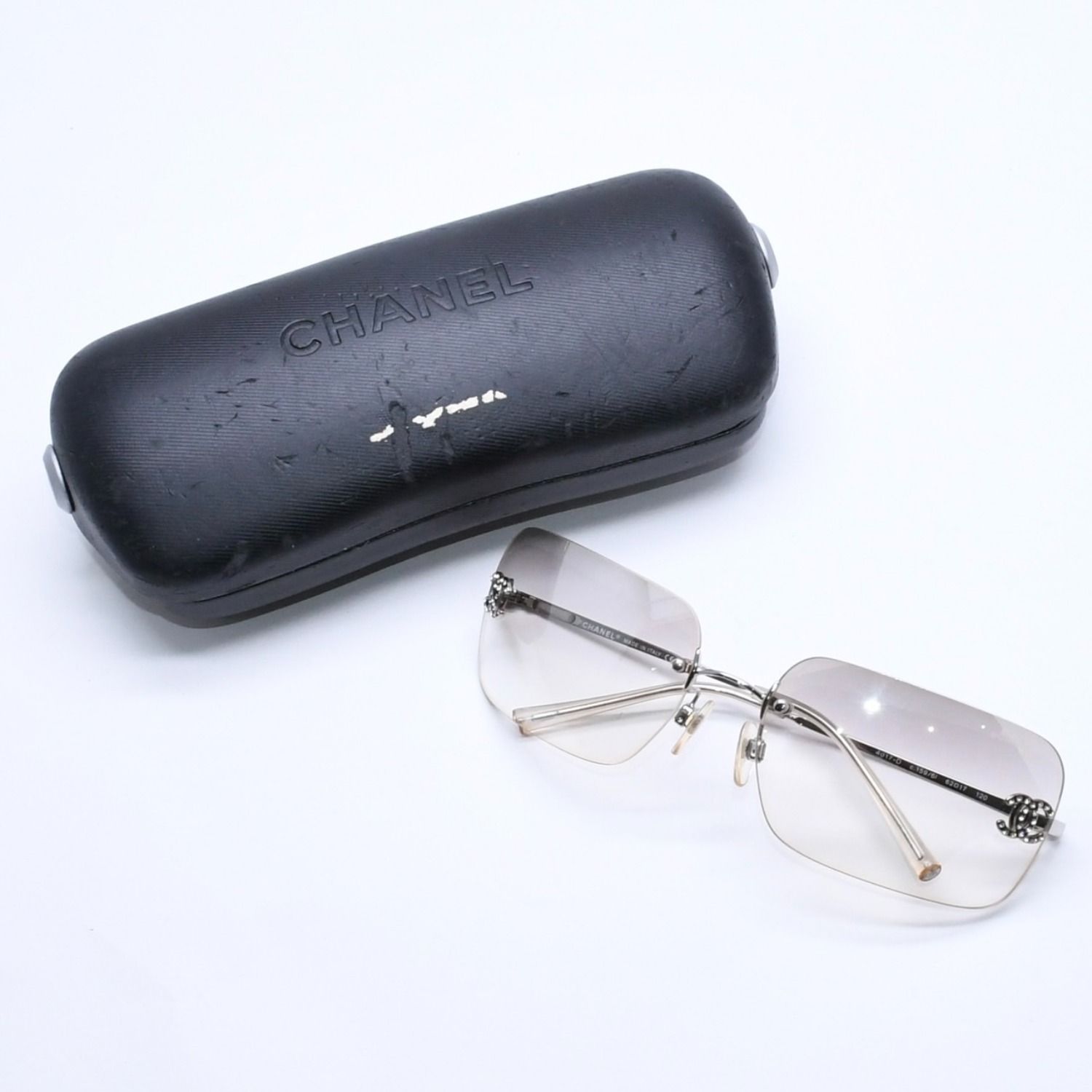 美品 CHANEL シャネル 4017 リムレス サングラス グレー　付属品完備 CHANEL シャネル リムレス サングラス 4017-D c.159/61 サイズ62□17
