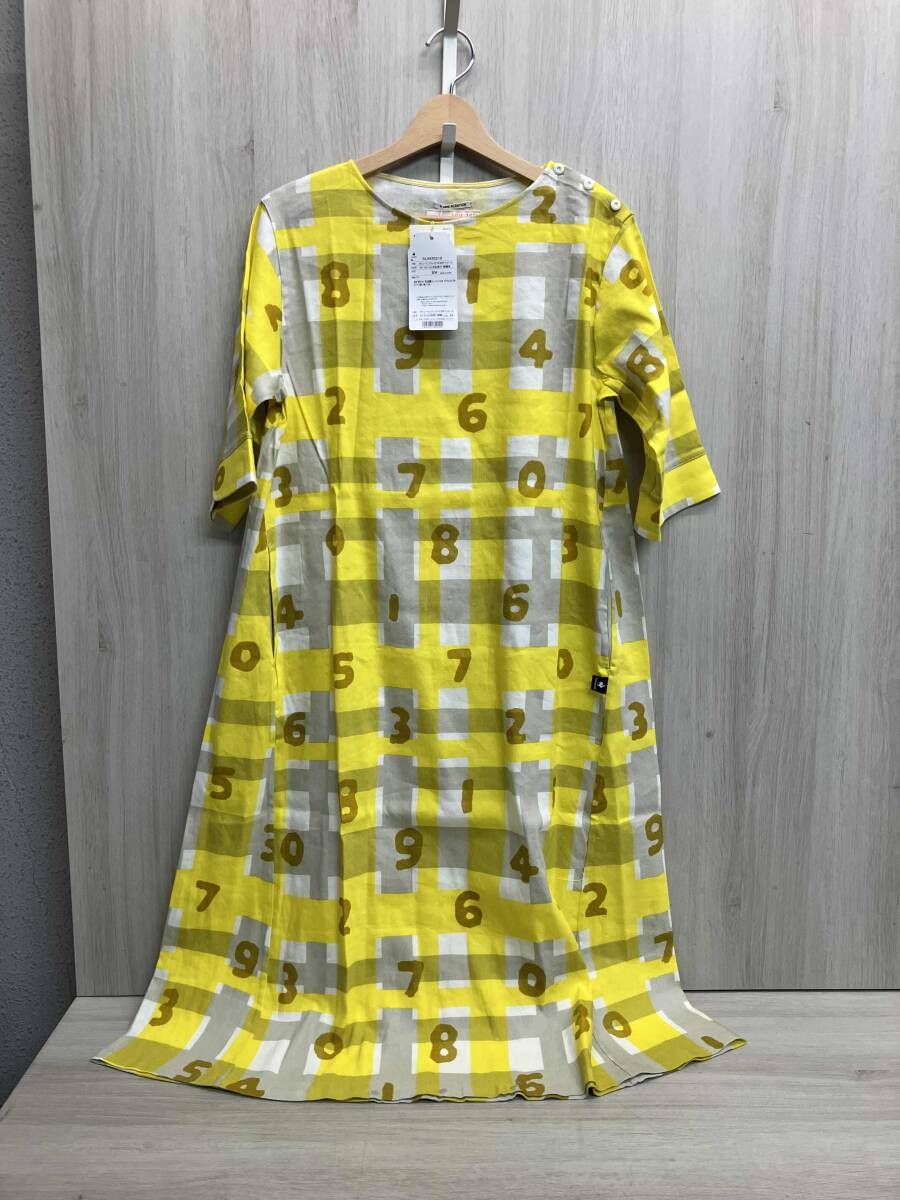★タグ付き★ sou-sou × le coq sportif ルコックスポルティフ SL94502178 サイズM 半袖ワンピース 太乱格子 イエロー 麻