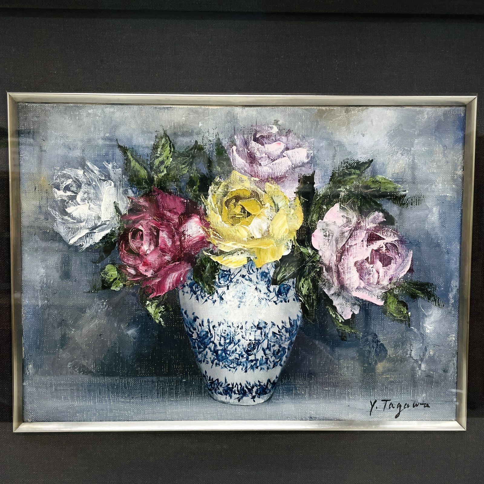 田河勇造 薔薇 バラ 油彩画 油絵 絵画 インテリア - メルカリ