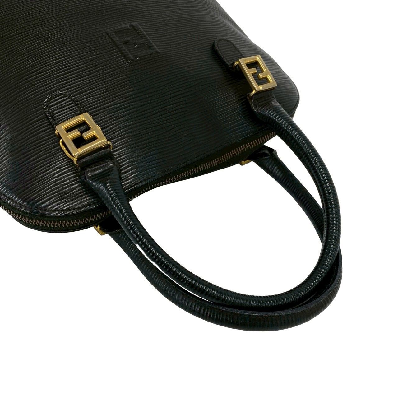 極 美品 FENDI フェンディ FF ロゴ 金具 刻印 エピ レザー 本革 
