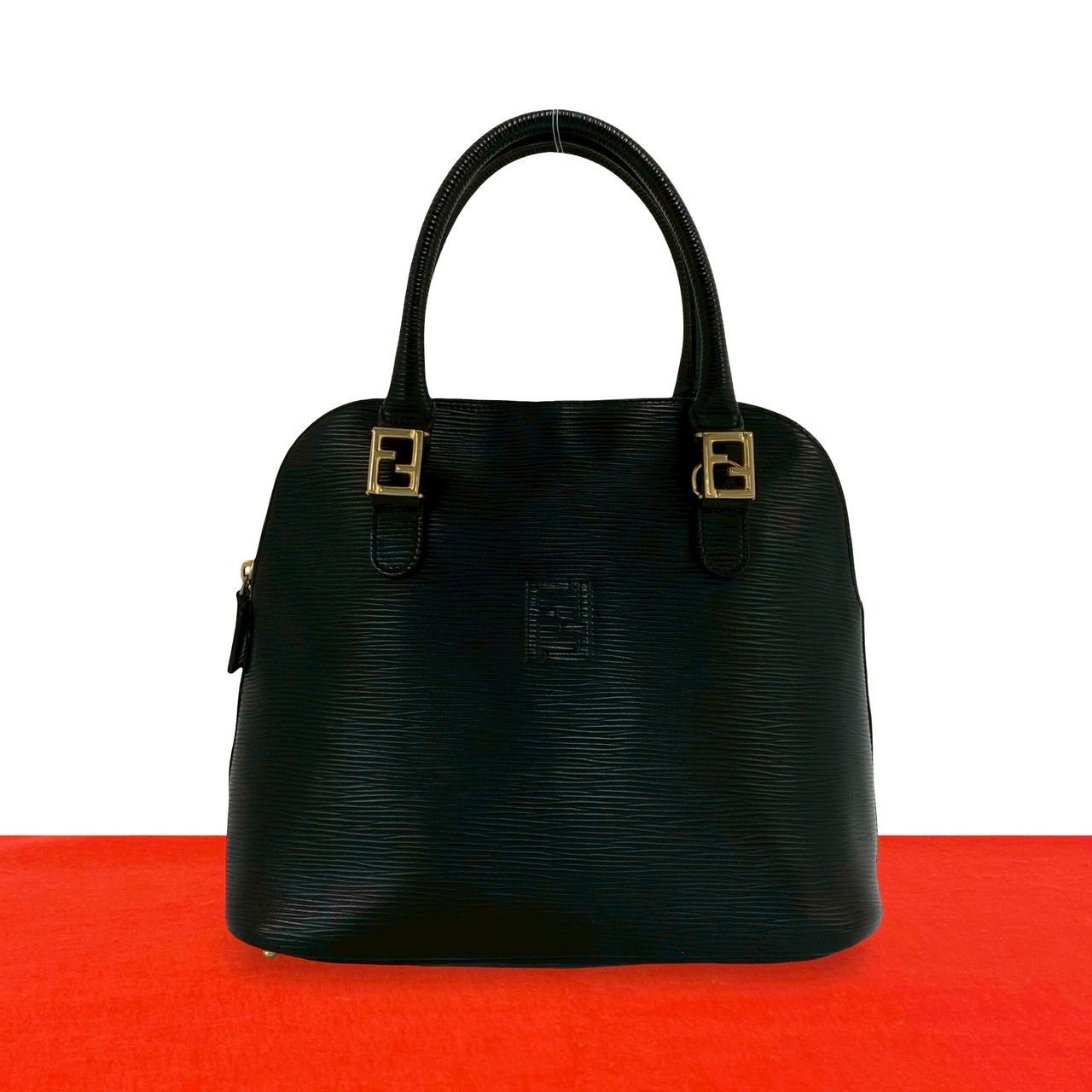 極 美品 FENDI フェンディ FF ロゴ 金具 刻印 エピ レザー 本革 