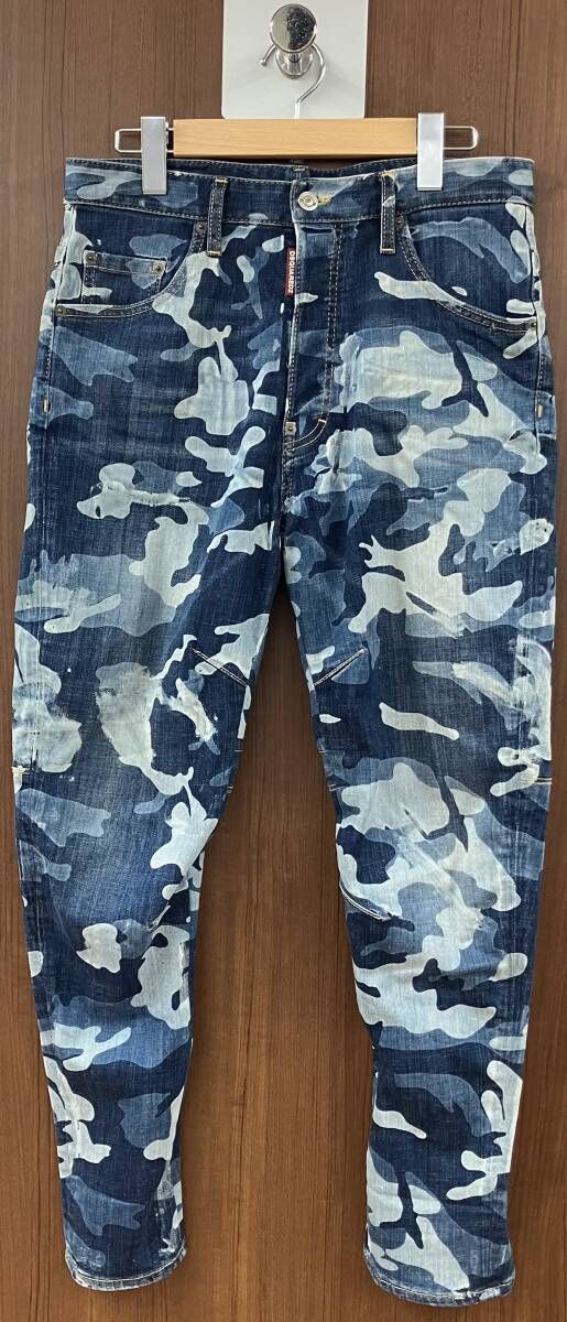 DSQUARED2／カモフラ柄ジーンズ／S74LB1101／ブルー／44／メンズ／ディースクエアード