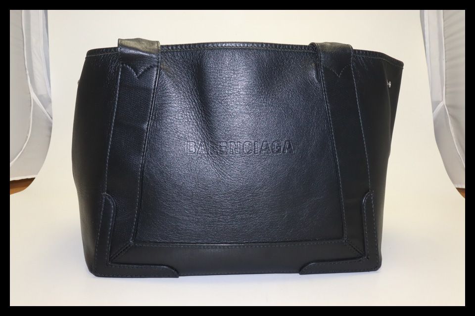 □バレンシアガ ネイビーカバス レザー トートバッグ BALENCIAGA