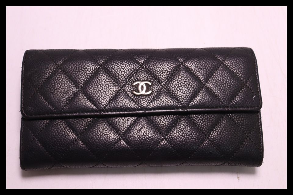 ■シャネル　17番台　マトラッセ　キャビアスキン　長財布　CHANEL■0702ao426-9D