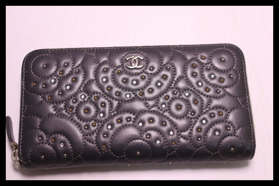 ■シャネル　27番台　カメリア　ラムスキン　ラウンドファスナー長財布　CHANEL■0702ao1629-6M