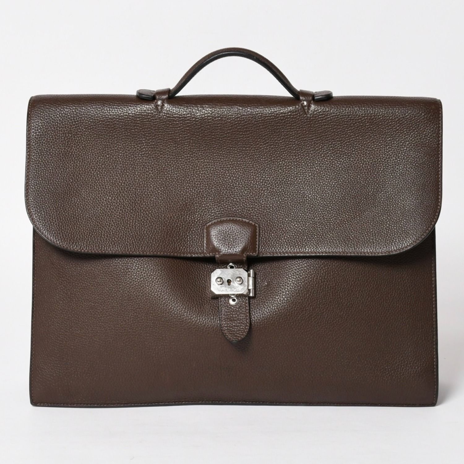 HERMES エルメス サック ア デペッシュ41 トリプル レザール ビジネスバッグ □R刻印 トゴ ショコラ 2014年製 シルバー金具 良品 中古 4a005050