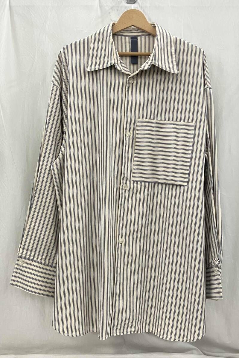 SHINYA KOZUKA メンズ　長袖シャツ　2102SK HIS SHIRT ベージュー　ストライプ　Mサイズ
