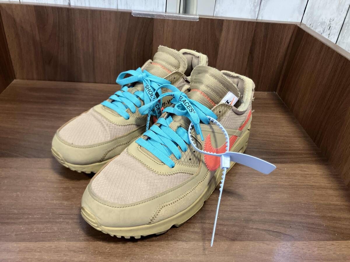 NIKE×OFF-WHITE ナイキ オフホワイト スニーカー AA7293-200 汚れ有 Air Max 90 現品のみ ベージュ Desert Ore