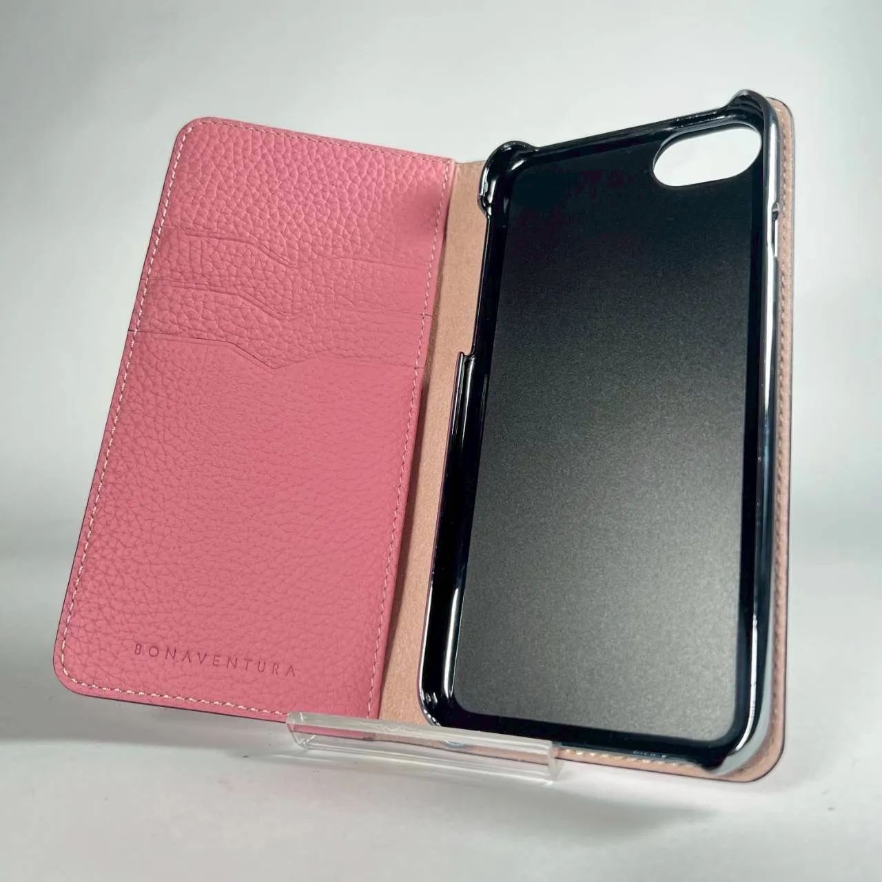 未使用に近い】ボナベンチュラ iPhoneSE 手帳型ケース ピンク - メルカリ