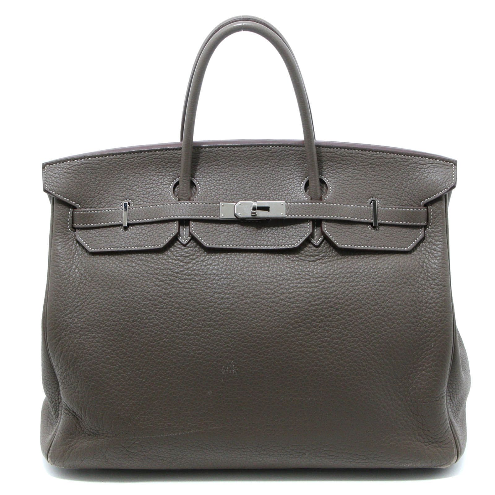 HERMES エルメス バーキン40 エトゥープ/SV ハンドバッグ トリヨンクレマンス エトゥープ □M刻印 ユニセックス【中古】433
