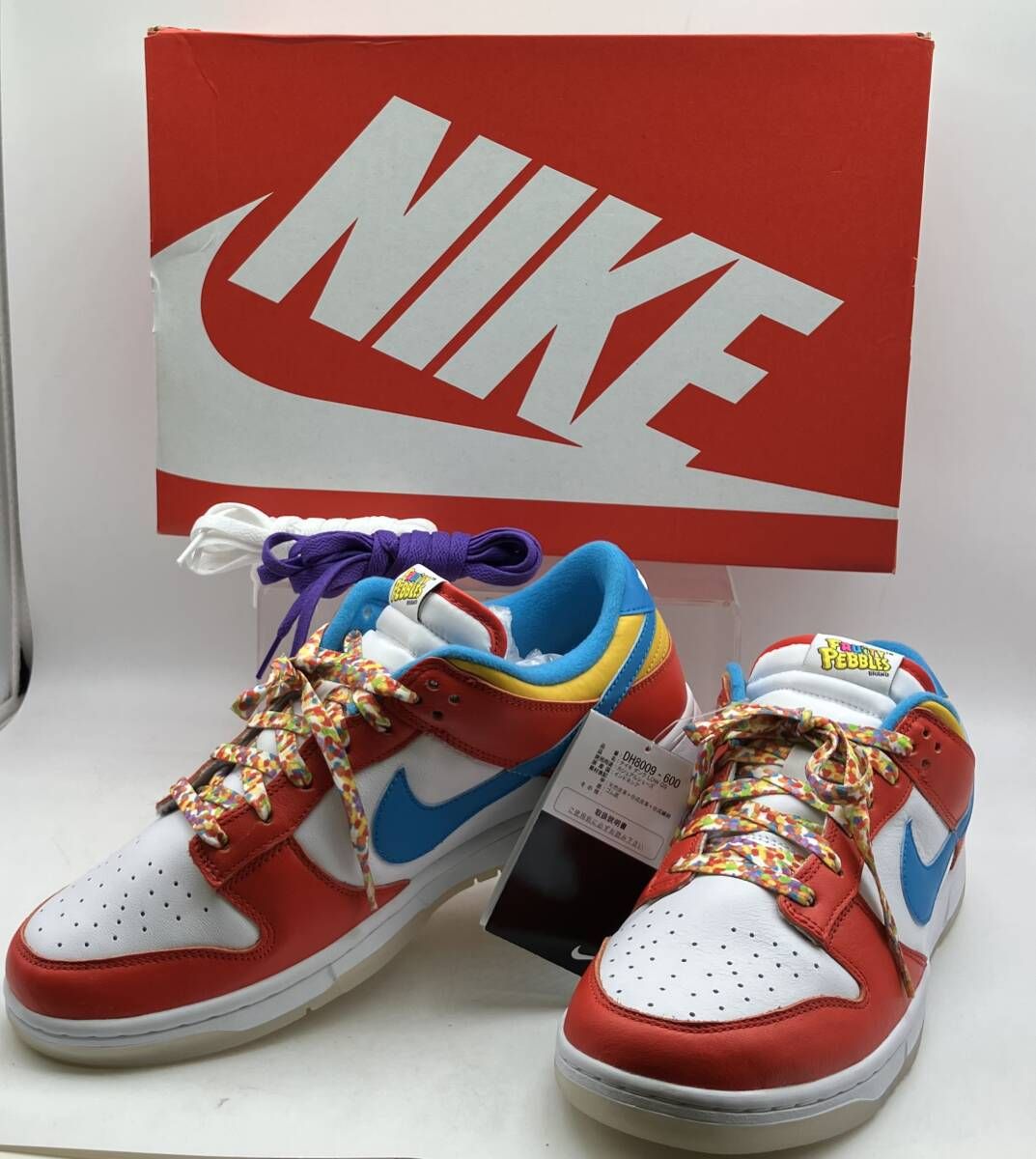 タグ付き NIKE ナイキ スニーカー 28cm FRUiTY PEBBLES×NIKE DUNK LOW QS DH8009 600 箱有り 替えシューレース有