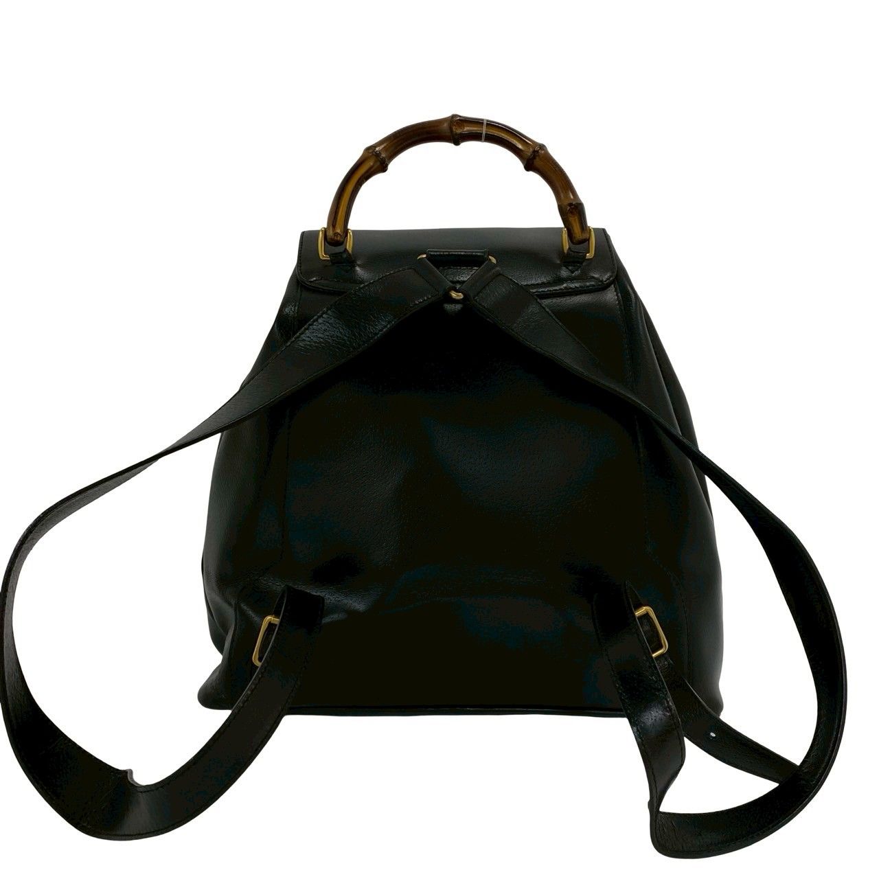 美品】グッチ オール レザー バンブー 革 リュック 黒 20580016 GUCCI