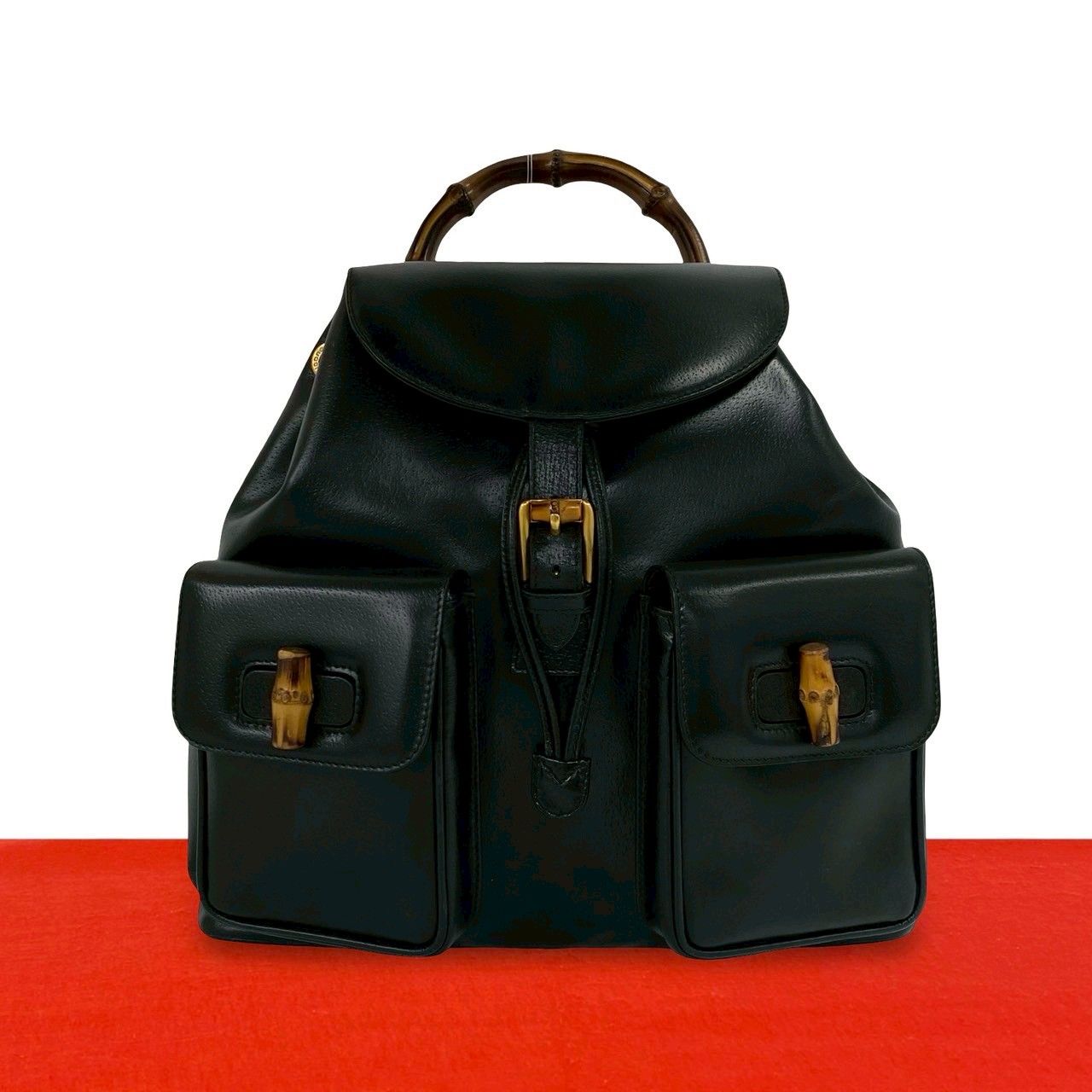 極 美品 GUCCI グッチ オールドグッチ ヴィンテージ バンブー ロゴ