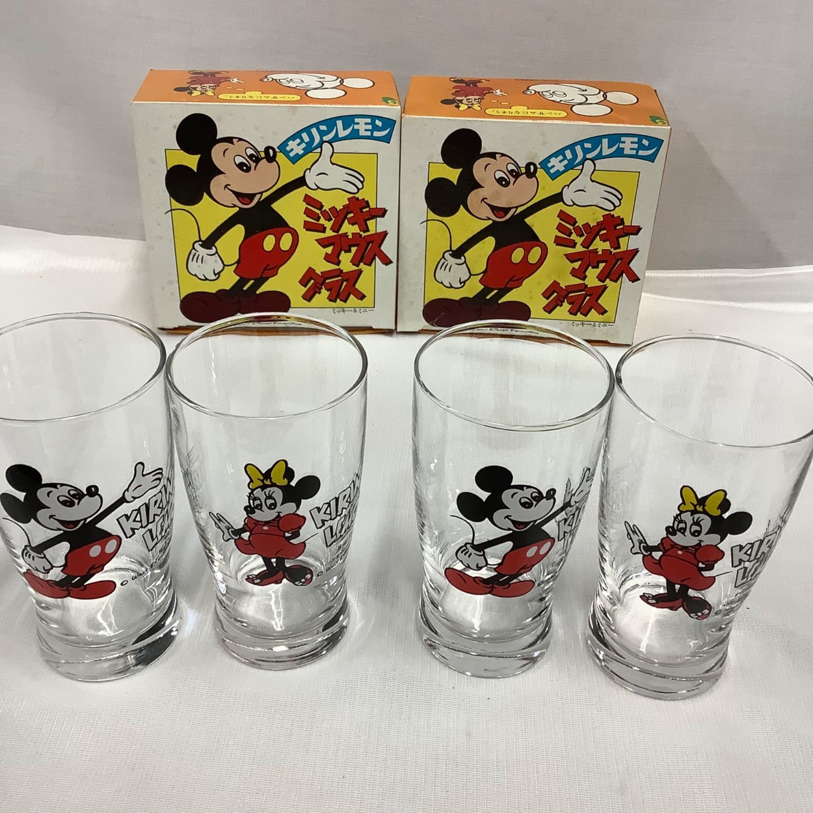 昭和レトロ キリンレモンノベルティ ミッキー＆ミニー ペアグラス×2箱