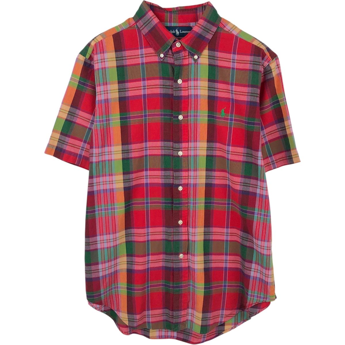 古着 ラルフローレン Ralph Lauren CLASSIC FIT クラシックフィット マドラスチェック 半袖 ボタンダウン チェックシャツ/eaa660934 6,270円
