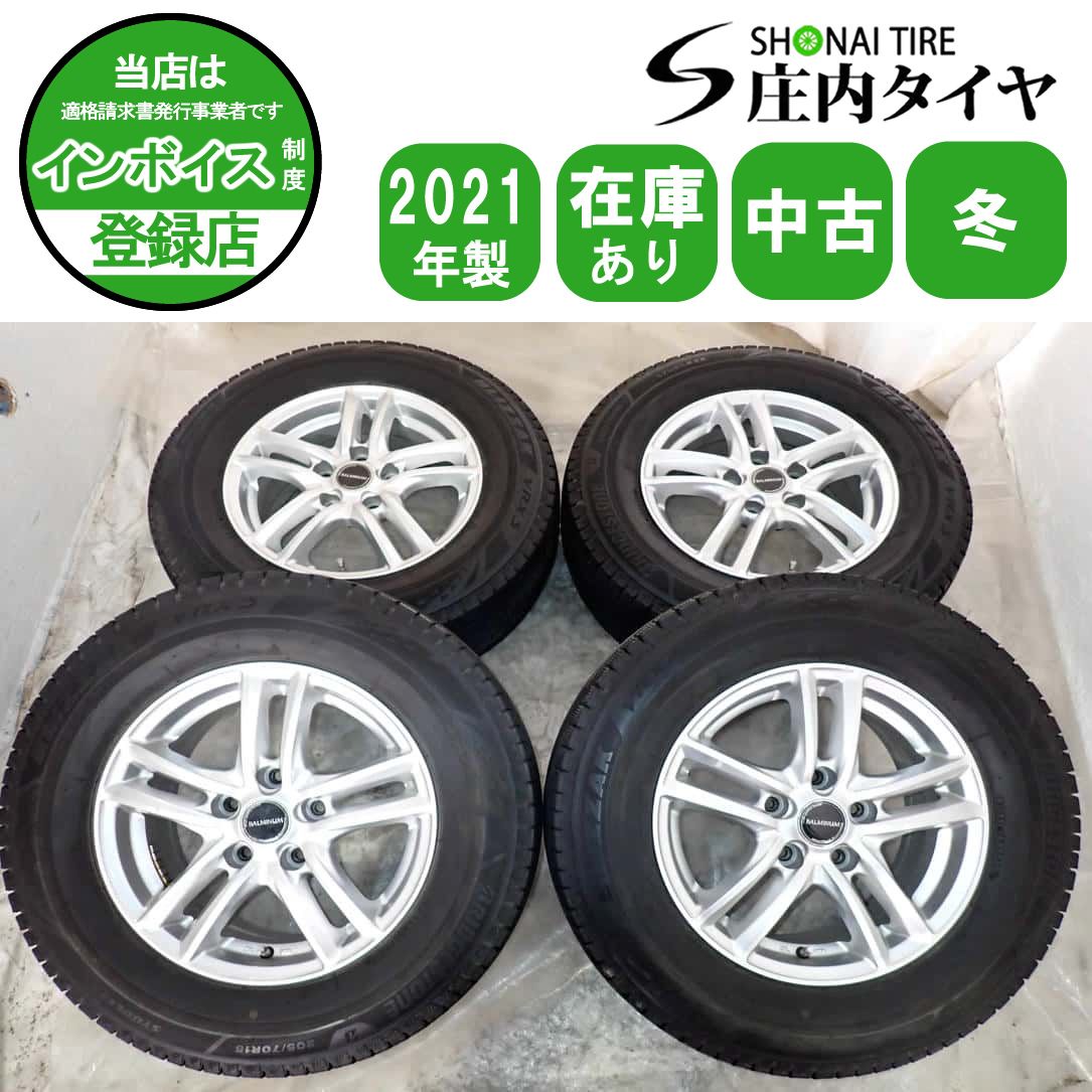冬4本SET 会社宛 送料無料 205/70R15×6J 96Q ブリヂストン ブリザック VRX3 2021年製 アルミ ホンダ CR-V パジェロ 店頭交換OK NO,W2405