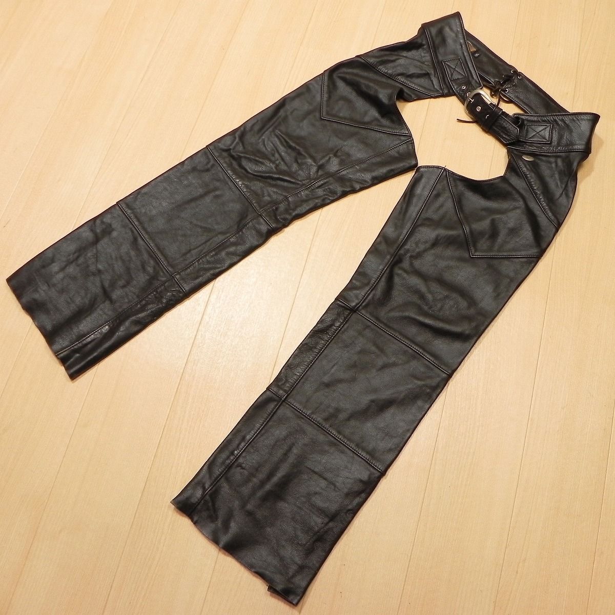 ^848★ USA製 HARLEY DAVIDSON チャップス XXL 本革 レザー ハーレーダビッドソン ライディング ツーリング 黒 ブラック 10,920円
