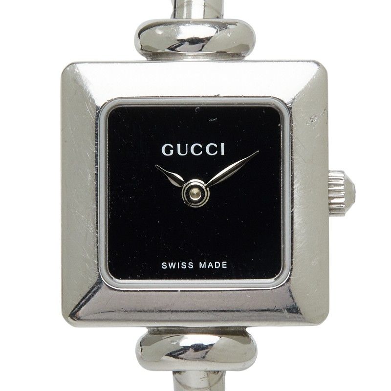 グッチ バングルウォッチ 腕時計 1900L ブラック ステンレススチール サファイアクリスタル レディース GUCCI【1-0278941】