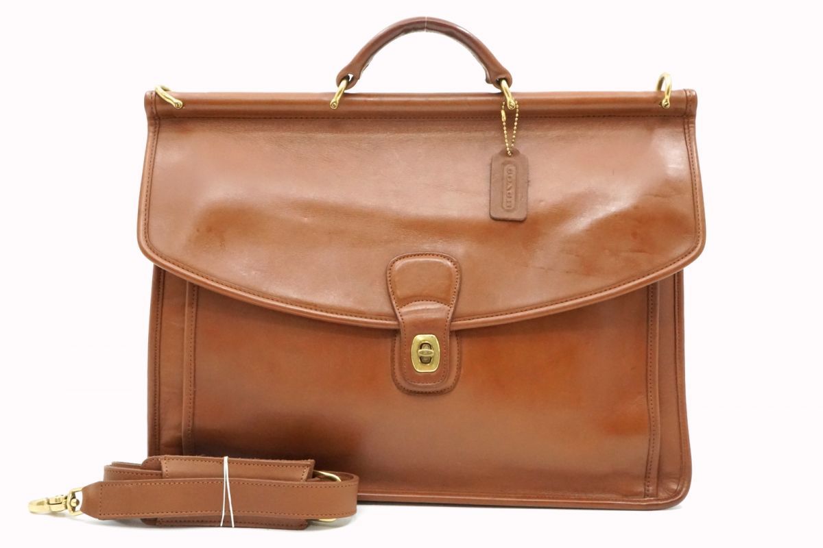 オールド コーチ ヴィンテージ 2way ブリーフケース ビジネス ショルダー ハンドバッグ 5266 Unisex レザー 茶 ブラウン COACH 7143h